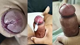 i jerk my small foreskin cock watching my young gf squirt on her tasty pussy and tits - part 17