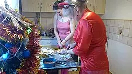 New Year's Thong Lingerie Cooking