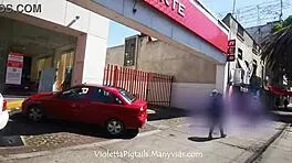 hot skinny mexican tranny flashes miniskirt public anal toy gaping