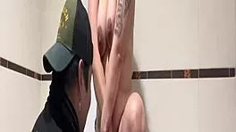 Curvy Latina Cougar Fingers Ass in Public Bathroom Debut