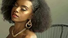 Skinny big-boobed ebony Naadia slowly sheds her teasing dress