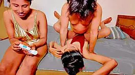 sexy cute uttaran20 teen dives into rough ffm threesome pounding