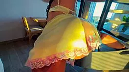 stepbrother's deep blowjob fills athletic babe's tight pussy with creampie