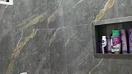 brunette latina babe shakes big ass in steamy new bathtub shower