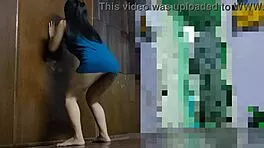 sexy curvy japanese college coed with big ass shakes it during intense home workout