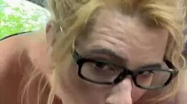 i pick up streetwalker with glasses she deepthroats my cock then suckks evry drop after i cum in her mouth