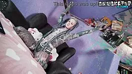 whoa, check out this tattooed goth model's intense live anal toy tease