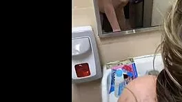Sassy teen curls toes from rough interracial orgasm in public bathroom fuck