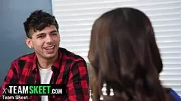 Threesome pounds cougar boss to control horny young boyfriend