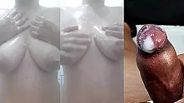 watch my tiny phimosis cock spurt while my girl fingers her juicy pussy?