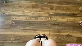 Young babe's feet make huge cock cum explosively hard