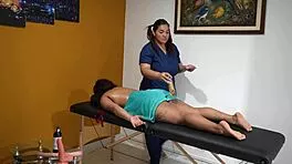 horny masseuse goes wild sucking pussy fingers and tongue plunge deep part 1