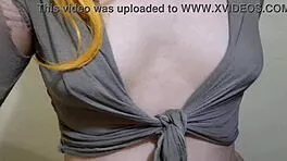 Trans jerks cock while milking own tits