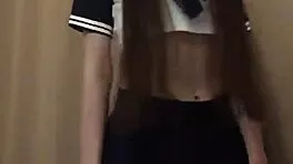 Juliaveil's TikTok Dance Tease in Fishnets, Miniskirt, and Tiny Tits Outfits