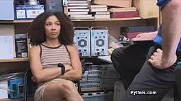 frizzy ebony teen sneaks a sloppy suck on patrolman's thick black cock