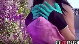 stepbro catches sis with dildo and helps her finish the job right