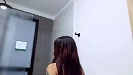 brunette bombshell squirts triple in shower challenge gush