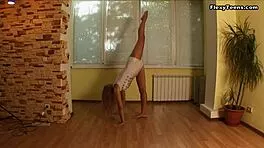 Russian Gymnast Alla Klassnaja Naked Bridges Flexible Legs Spread Wide!