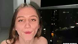 Suggestive German teen babe intense bedroom encounter