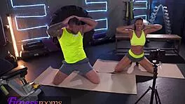 gym teacher rides student cock begging for creampie in fitness room