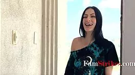 Innocent goth teen turns older stud into cum dumping machine in mmf group latex play