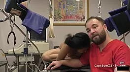 raya nguyen spreads shaved pussy for vibrator gaping in latex skirt backstage 😈