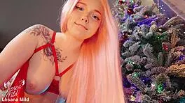 Stuck Under Christmas Tree Sparks Pink Pussy Creampie