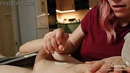 stroke my throbbing cock quick on this couch before we get busted!