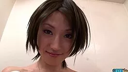 this asian babe sucked cock in the van then showered off