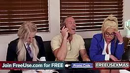 blonde wife and petite cutie become christmas fuck toys with rabbit vibrator