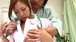 beautiful asian nurse sucks hard cock then fucks patient on bed