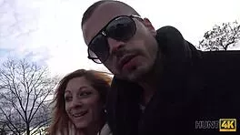 Angry boyfriend watches slutty redhead gf fingered and blown by stranger