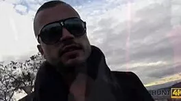 Angry boyfriend watches slutty redhead gf fingered and blown by stranger