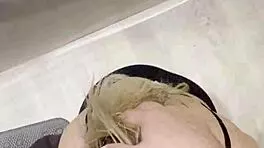 Blonde Big Tits Mommy Deepthroats Monster Cock in Steamy Bath