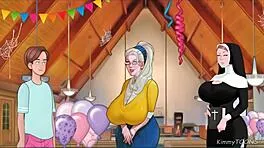 old widow craves fat young cock deepthroating her throat in church cheating scene