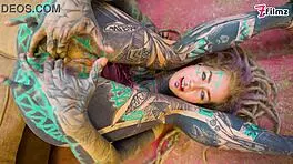 sexy goth dreadhead rides cock with tight ass bounce