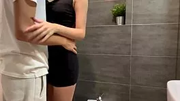 Fucked Girlfriend in Restaurant Bathroom During Real Sex