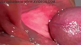 347 days post virginity her shaved pink pussy licked wet closeup