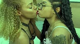 two hot young black girls sensually fuck with toys licking wet pussies