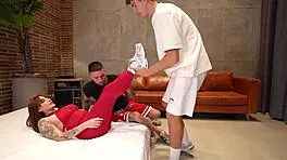 whoa, private yoga with devil khloee sparks insane threesome!