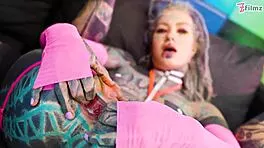 Thick Monster Cock Anal Pounds Skinny Tattooed Hippie Whore to Gaping Sloppy Ass-to-Mouth Climax