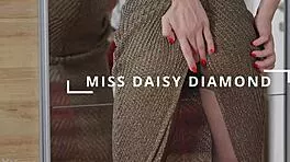 Horny Blonde Fingers Dripping Squirt Pussy In Mirror Ripped Pantyhose