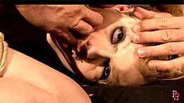 young slut gagged choked deepthroated in brutal face fucking bondage