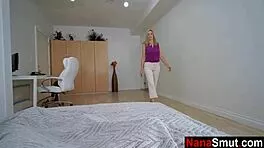 Stepgranny begs for young cock cum in hot oral session