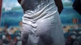 Desi housewife licks cock hungrily in hot shower foreplay