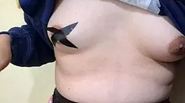 blonde sissy milks swollen nipples slaps them raw with huge dildo bdsm slave