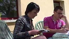 busty french mature housewife anal slammed in lush garden