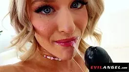 Tight fuck toy Emma Rosie drilled deep in gaping anal double