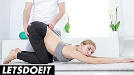 yoga session with petite 18+ oxana chic turns steamy