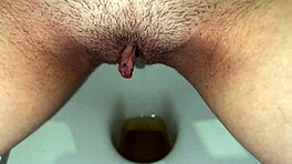 Early morning toilet pissing compilation with hairy wet pussy pov